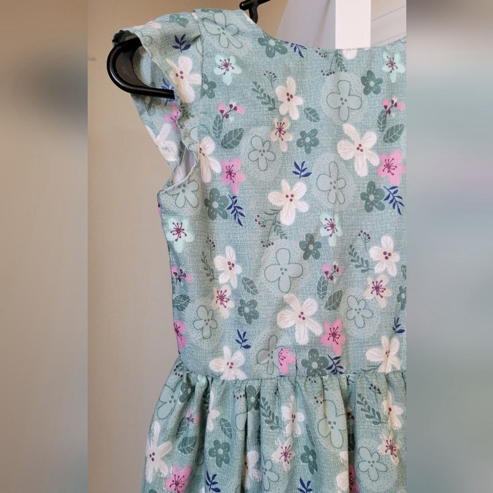 Floral Green Kids Dress 12-14 Years - Picture 2 of 6